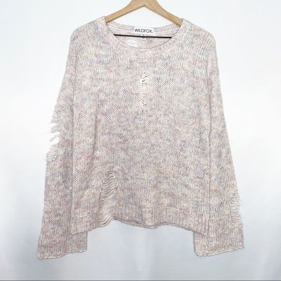 NEW Wildfox Distressed Pink Skye Sweater Small S - Picture 2 of 11